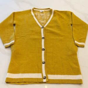 Anniewear Los Angeles Mustard Yellow V-Neck Button Cardigan